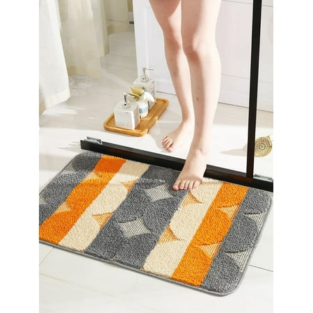 Nvzi Luxury Bathroom Rug Mat, Extra Soft and Absorbent Microfiber Bath Rugs, Non-Slip Plush Shaggy Bath Carpet, Machine Wash Dry, Bath Mats for Bathroom Floor,(Orange Grey)