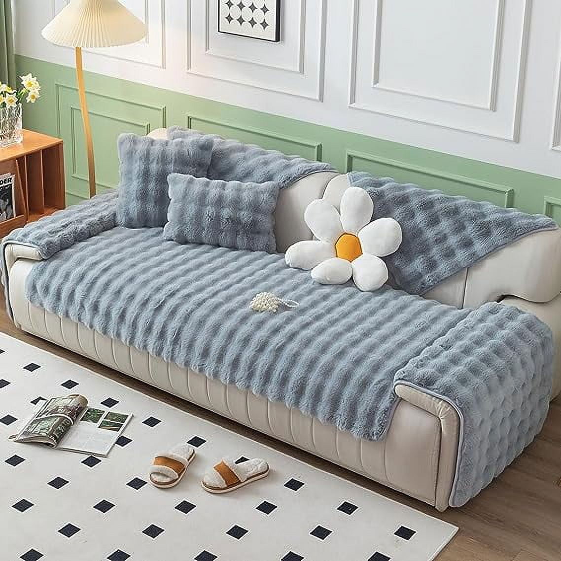 Amazon.com: Plush Pet Couch Cover, Non-Slip Sofa Protector  Syalife Saggy Plush Pet Couch Protector display picture 1