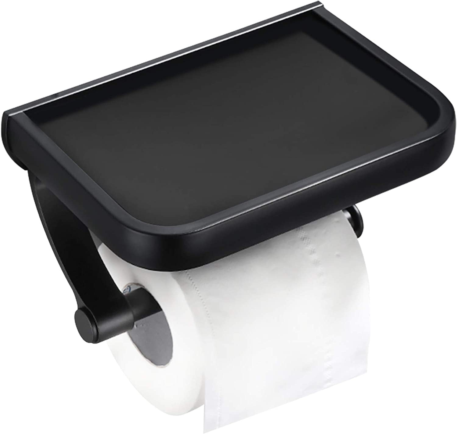 Nvzi Matte Black Toilet Paper Roll Holder with Phone Shelf, Space ...