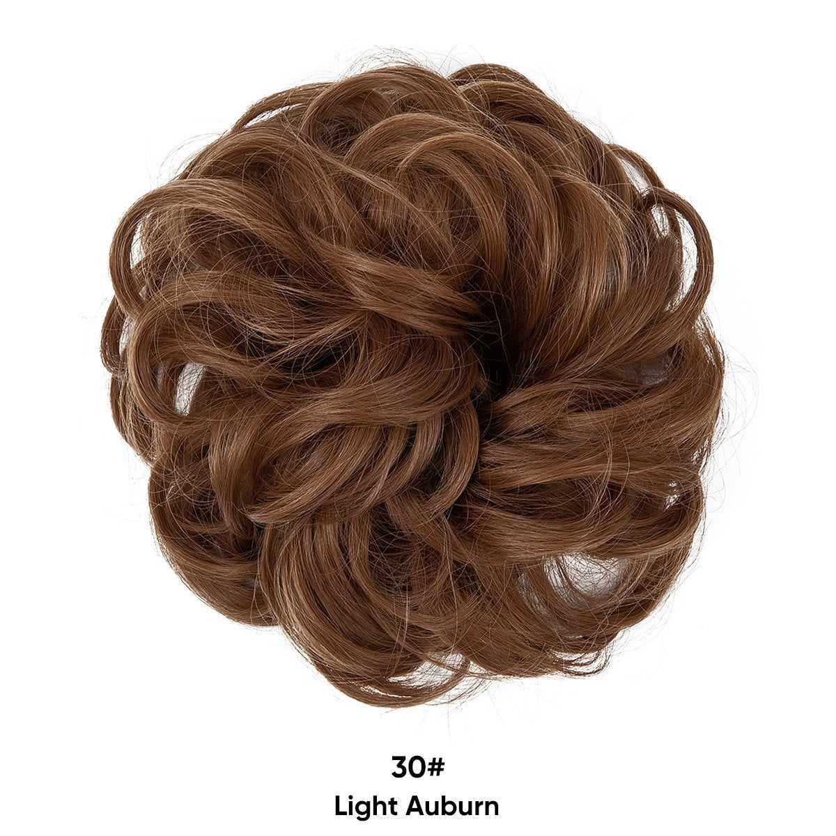 Nvzi Messy Bun Hair Piece Wavy Curly for Women Hair Bun Hair Piece with Elastic Band Scrunchies Stretchy Fluffy Chignon Ponytail Hairpieces Updos for Women,Light Auburn