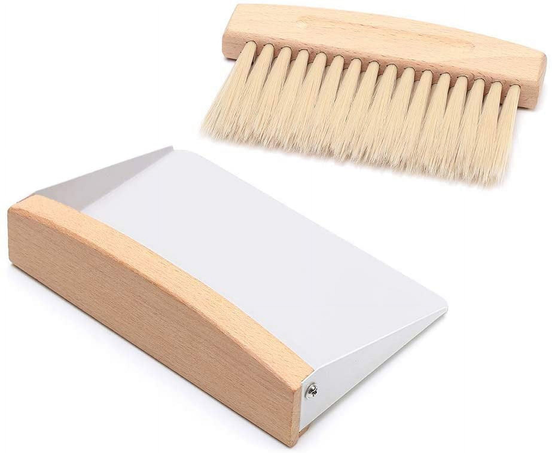 Mini Dust Nvzi Mini Dustpan and Brush Set Wood Small Metal Dust Pan Natural Table ...