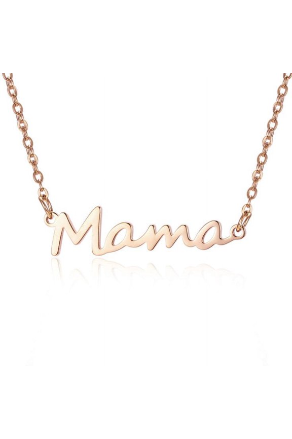Mothers Day Gifts for Mom Necklaces for Mama Birthday Present for Mom Stainless Steel Letter NecklaceRose Gold
