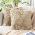 thumbnail image 1 of Nvzi Pack of 2 Decorative Faux Fur Throw Pillow Covers New Luxury Series Style Fluffy Pillow Case Cushion Cover for Sofa Bedroom Car Brown 18 x 18 Inch, 1 of 5