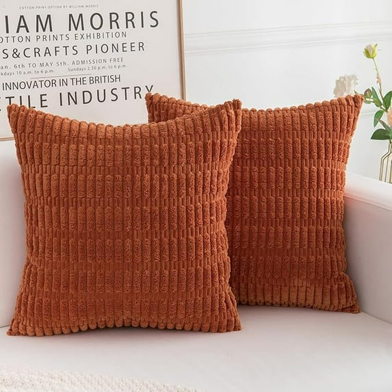 Nvzi Pillow Covers - 2 Pieces 18×18in Orange, Premium Corduroy Fall Pillow Covers, Soft Couch Pillow Covers ,Fall Decor Pillow Covers for Home Living Room Sofa Decoration