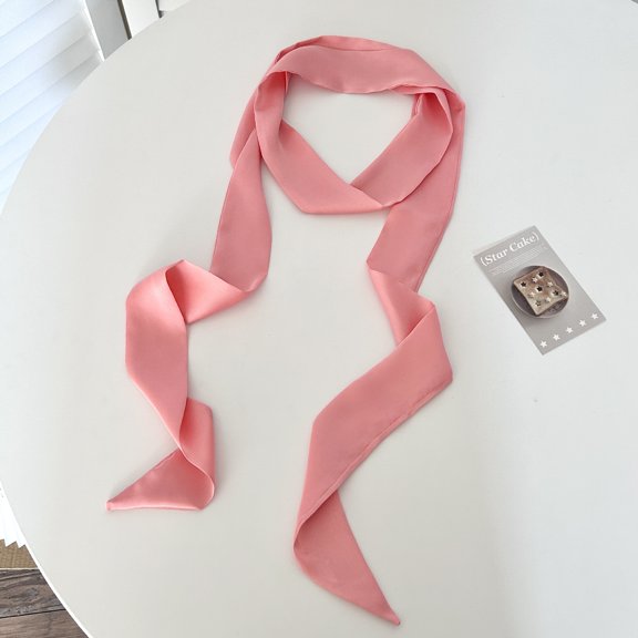 Nvzi Pink Satin Scarf 5-piece Set, 79 2-inch Women's Slimming Long Scarf, Multi functional Soft and Smooth, Suitable for Bags, Hair Accessories, Clothing Accessories