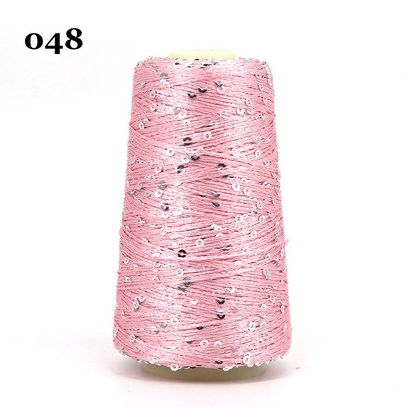 Nvzi Pink glitter yarn spool -1 roll, 1.76 ounces/50g glitter yarn, with plastic thread spool, sewing thread, knitting crochet, embroidery, Christmas wedding party decoration