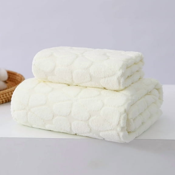 Nvzi Plush Towels - 4-Pcs White Washcloths, 35*75cm Premium Coral Fleece, Soft & Absorbent, Ideal Wash Towels for Bathroom Daily Use,
