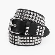 Nvzi Punk Leather Belt,Women Men Goth Pyramid Studded Square Beads Rivet Jeans Belts Black, One Size