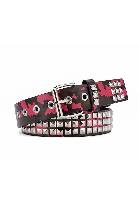 Punk Leather Belt,Women Men Goth Pyramid Studded Square Beads Rivet Jeans Belts (I), One Size