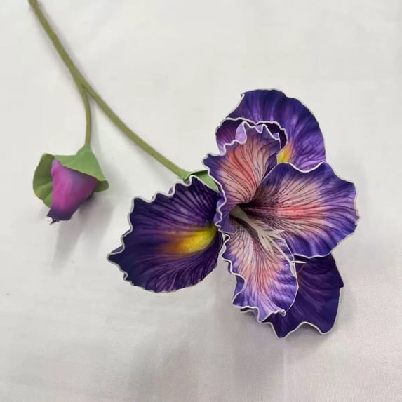 Nvzi Purple iris artificial flower -5 pieces, 18 inches long, home decoration flower, fake iris flower wedding arch bride bouquet, office kitchen dining table center decoration