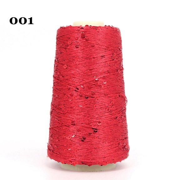 Nvzi Red glitter yarn spool -1 roll, 1.76 ounces/50g glitter yarn, with plastic thread spool, sewing thread, knitting crochet, embroidery, Christmas wedding party decoration
