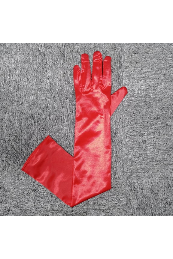 Red smooth satin long gloves -3 pairs, 153.54 inches banquet gloves, soft silky gloves, suitable for dinner guests and formal wear matching