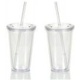 thumbnail image 1 of Nvzi Reusable Double Wall Insulated Acrylic Tumbler Cups with Straw and Lid, 2 Set Package (16 Oz, Clear Straws) by, 1 of 4