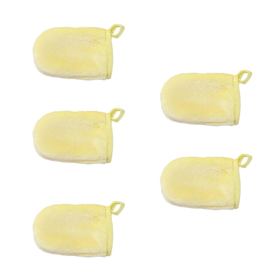 Nvzi Reusable Makeup Erasers Remover Glove Face Cleansing Gloves Soft Cleanser Pads Deep Cleaning Skin Care Tools 5pcs Flannel Face Wipes Make Up Removing Household Cleaning Supplies (Yellow)
