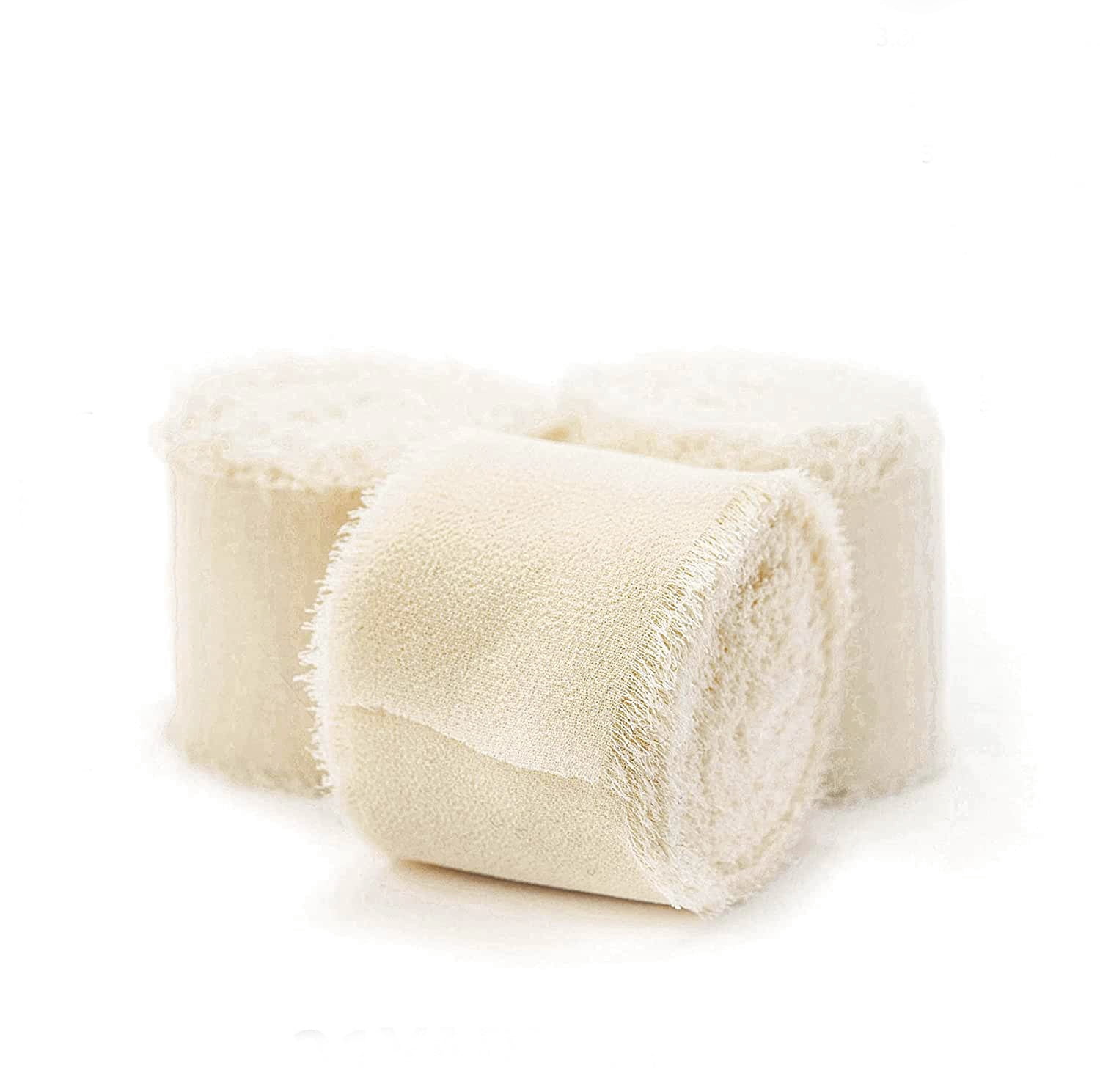 Nvzi Ribbons , 3-Pack Chiffon Ribbon (Beige) - 4cm*5yd Frayed Edge ...