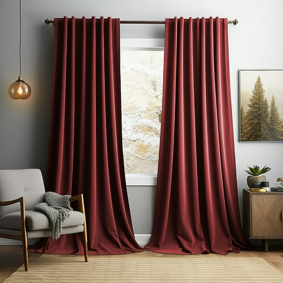 Nvzi Room Curtains - red Thermal Drapes 100*140cm, 1 slice, Velvet Curtains, Best Blackout Curtains for Bedroom, Thermal Insulated