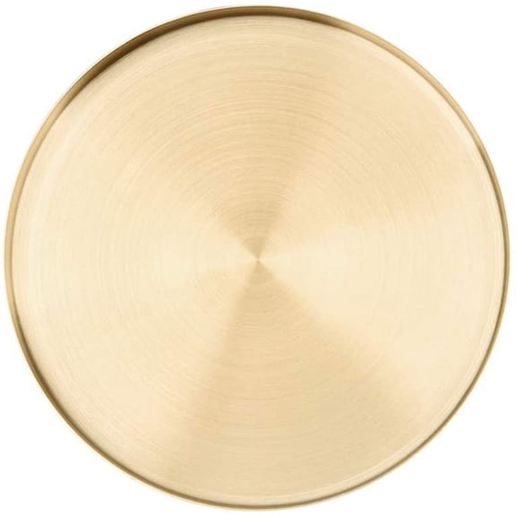 Nvzi Round Gold Tray, Metal Decorative Tray Stainless Steel Makeup Storage Organizer Tray for Modern Home, Jewelry, Makeup, Kitchen Tableware