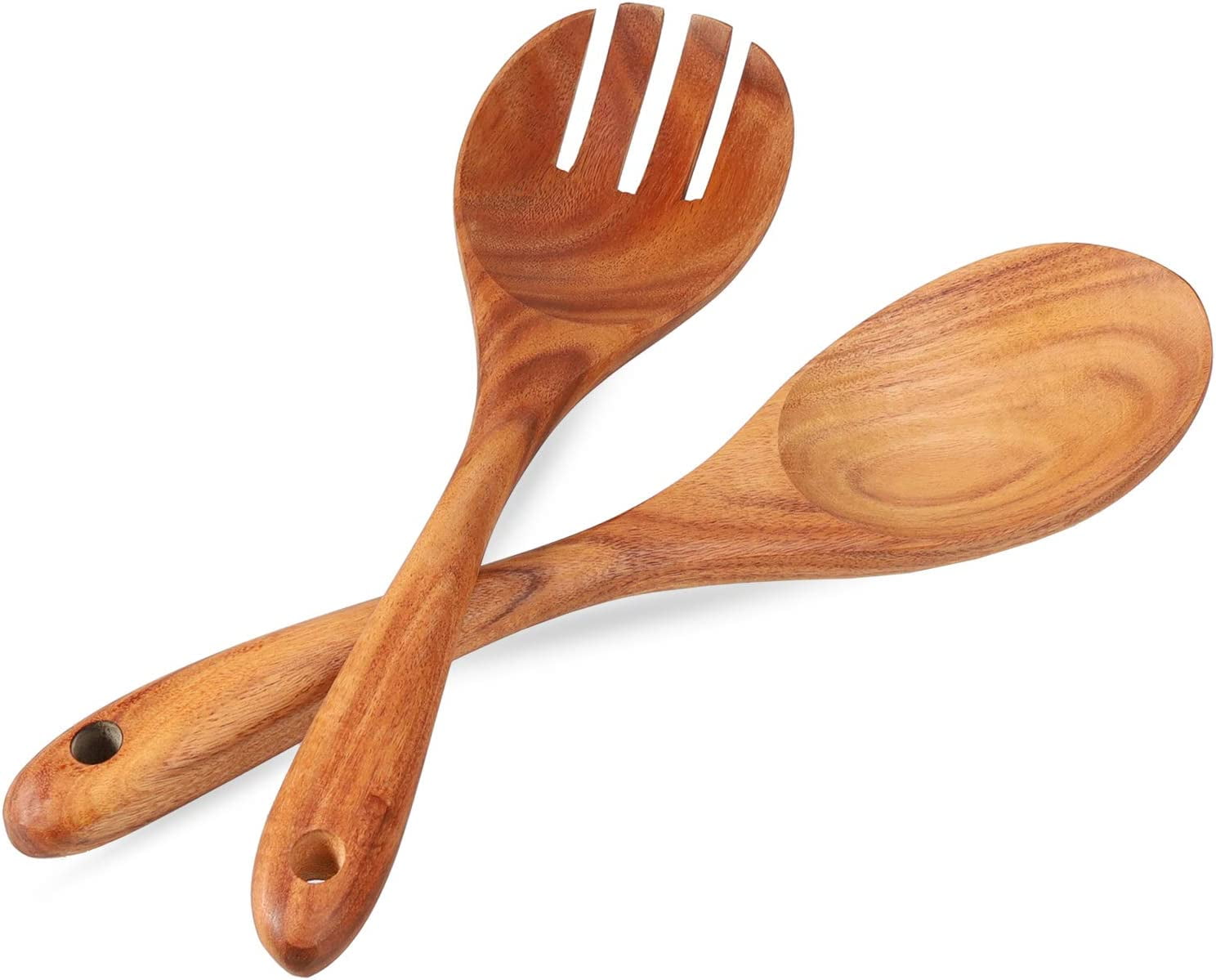 Nvzi Salad Servers Set, 2 Pieces Wooden Salad Server, Wood Spoon and