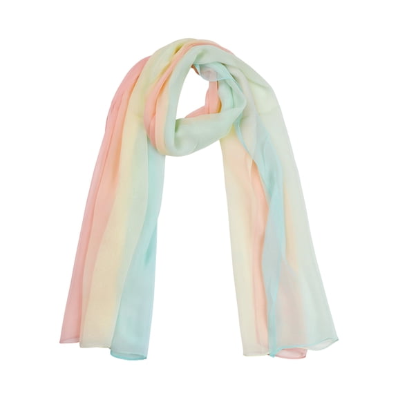 Nvzi Scarf, 1-Piece Chiffon Scarf (Light Yellow/Light Pink/Light Green) - 160x50cm Lightweight Silk Scarves, Soft Polyester , Versatile Fashion Accessory for Daily Wear & Outfit Matching