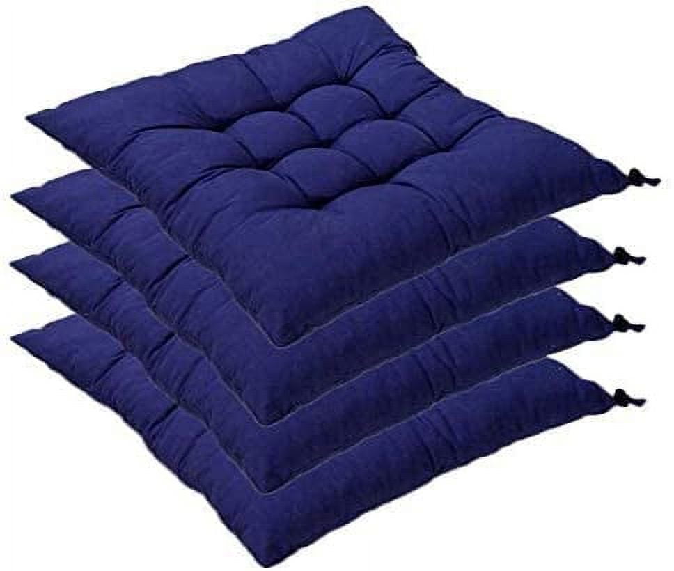 Nvzi Set of 4 Indoor/Outdoor Chair Cushion, Cotton Chair Pads Square, Cushions for Wicker Chair Seat, for Rocking, Dining, Patio, Camping, Kitchen Chairs (40X40cm),Sapphire