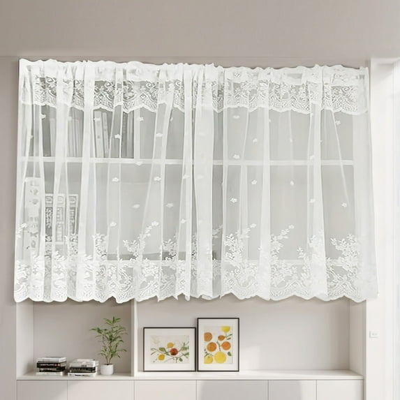 Nvzi Short Curtains - 100*120cm White Kitchen Curtains, 1 slice Rod Pocket Small Window Curtain, Polyester Curtains for Kitchen Windows, Light Filtering Short Window Drapes