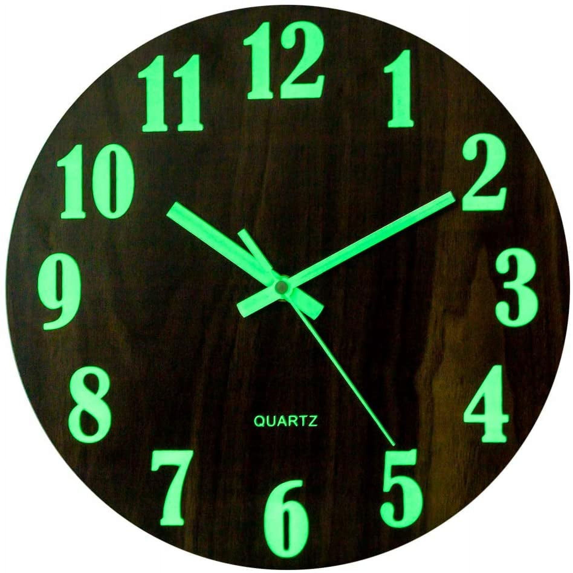 Nvzi 12 Inch Silent Wall Clock Glow in The Dark for Bedroom and Living ...