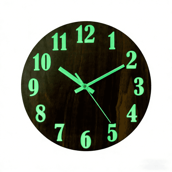 Nvzi Silent Wall Clock Glow in The Dark Non Ticking,12 Inch Night Light Battery Operated(Numeral)