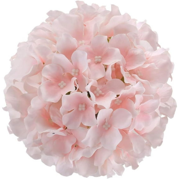 Nvzi Silk Hydrangea Head Artificial Flower Head with Stem Home Wedding Decoration, 10-Pack (Light Pink)
