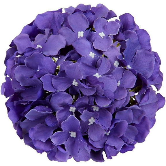Nvzi Silk Hydrangea Head Artificial Flower Head with Stem Home Wedding Decoration, 10-Pack (Purple)