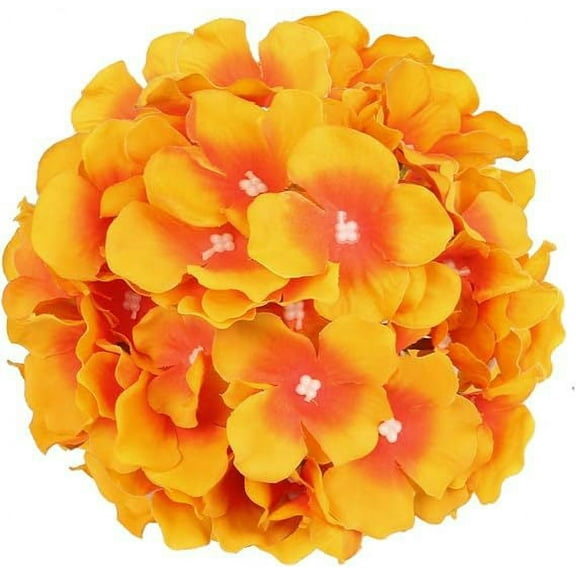 Nvzi Silk Hydrangea Heads Artificial Flower Heads with Stems Home Wedding Decoration, Pack of 10 (Sunset)