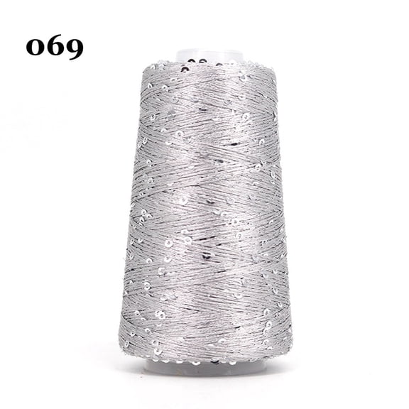 Nvzi Silver glitter yarn spool -1 roll, 1.76 ounces/50g glitter yarn, with plastic thread spool, sewing thread, knitting crochet, embroidery, Christmas wedding party decoration