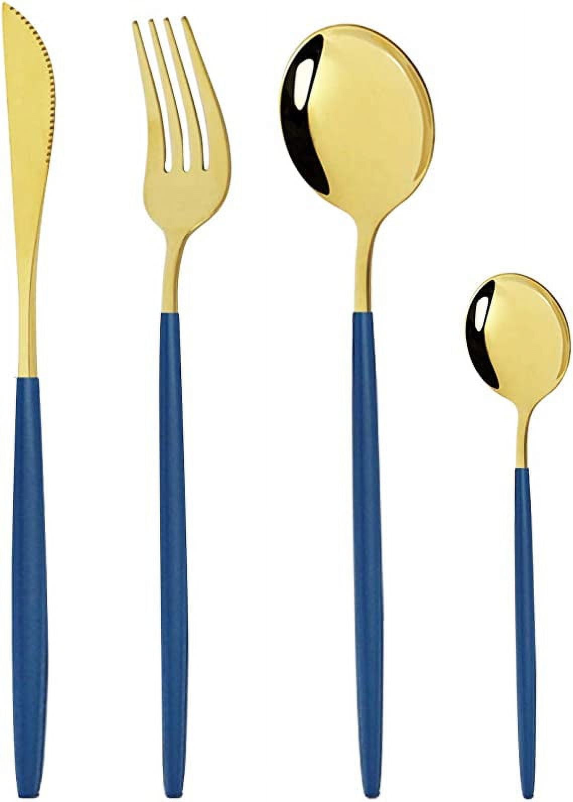 Nvzi Silverware Set Stainless Steel Reusable Utensils Flatware Set, Mirror Cutlery Flatware