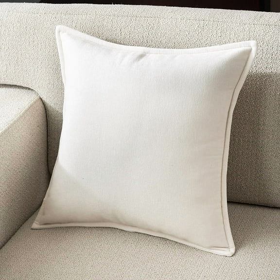 Nvzi Small Throw Pillow - 50*50CM White Chenille Square Throw Pillow with PP Cotton Filling, 1 Pack - Ideal Decorative Pillow for Sofa, Bedroom, Fresh Accent to Brighten Home Decor Style