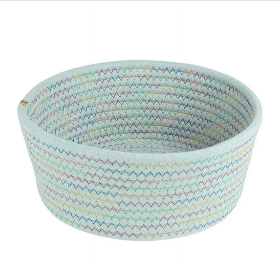 Nvzi Small Woven Basket,Cute Rope Room Shelf Storage Basket, Cat Dog Toys Basket Chest Box, Empty Decorative Gift Basket with -Gray+Colored thread