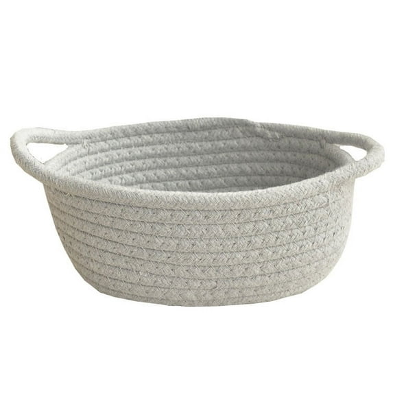 Nvzi Small Woven Basket,Cute Rope Room Shelf Storage Basket, Cat Dog Toys Basket Chest Box, Empty Decorative Gift Basket with -Gray