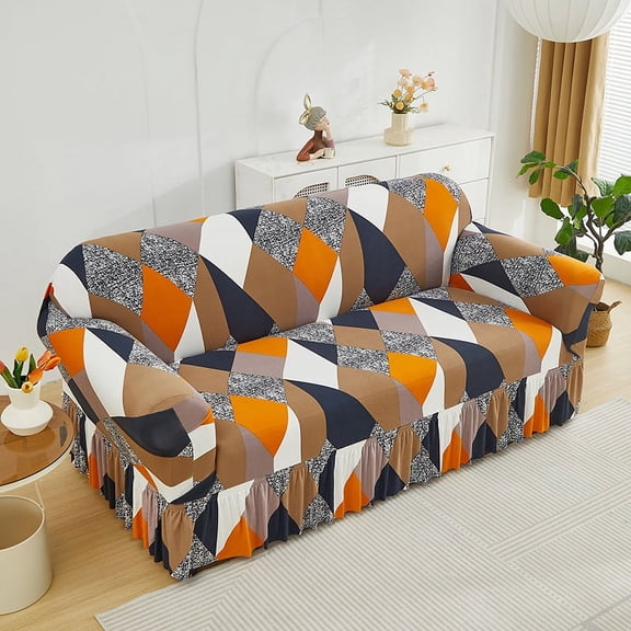 XmhyTop-A Sofa Cover for sofas Stretch Couch Covers for Living Room Easy Fit Washable Furniture Sofa Protector with Skirt,1 Piece (tyle D,3 Seat)