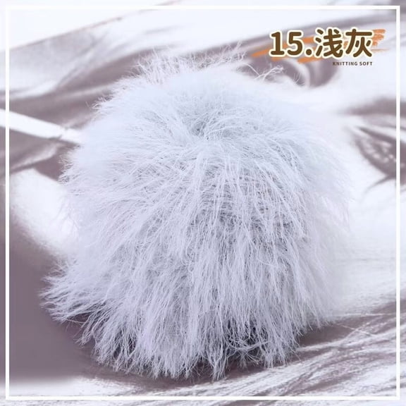 Nvzi Soft Yarn for Crochet,Imitation mink fur, Blend Fabric, Perfect for Making Bags, Sweaters, Smooth Texture, Comfortable DIY Crochet Yarn for Crafts & Handmade Projects​,light grey