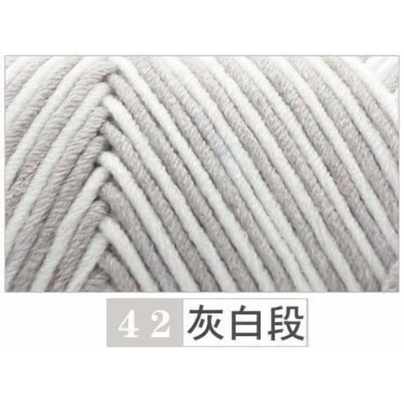 Nvzi Soft Yarn, Milk Cotton Yarn, Blended Fiber Yarn, 100g 1 roll, Ideal for Scarves, Coats, Hats & Decorations, Smooth, Vivid Color, Skin-Friendly Soft Yarn for DIY Knitting Crafts,grey&white