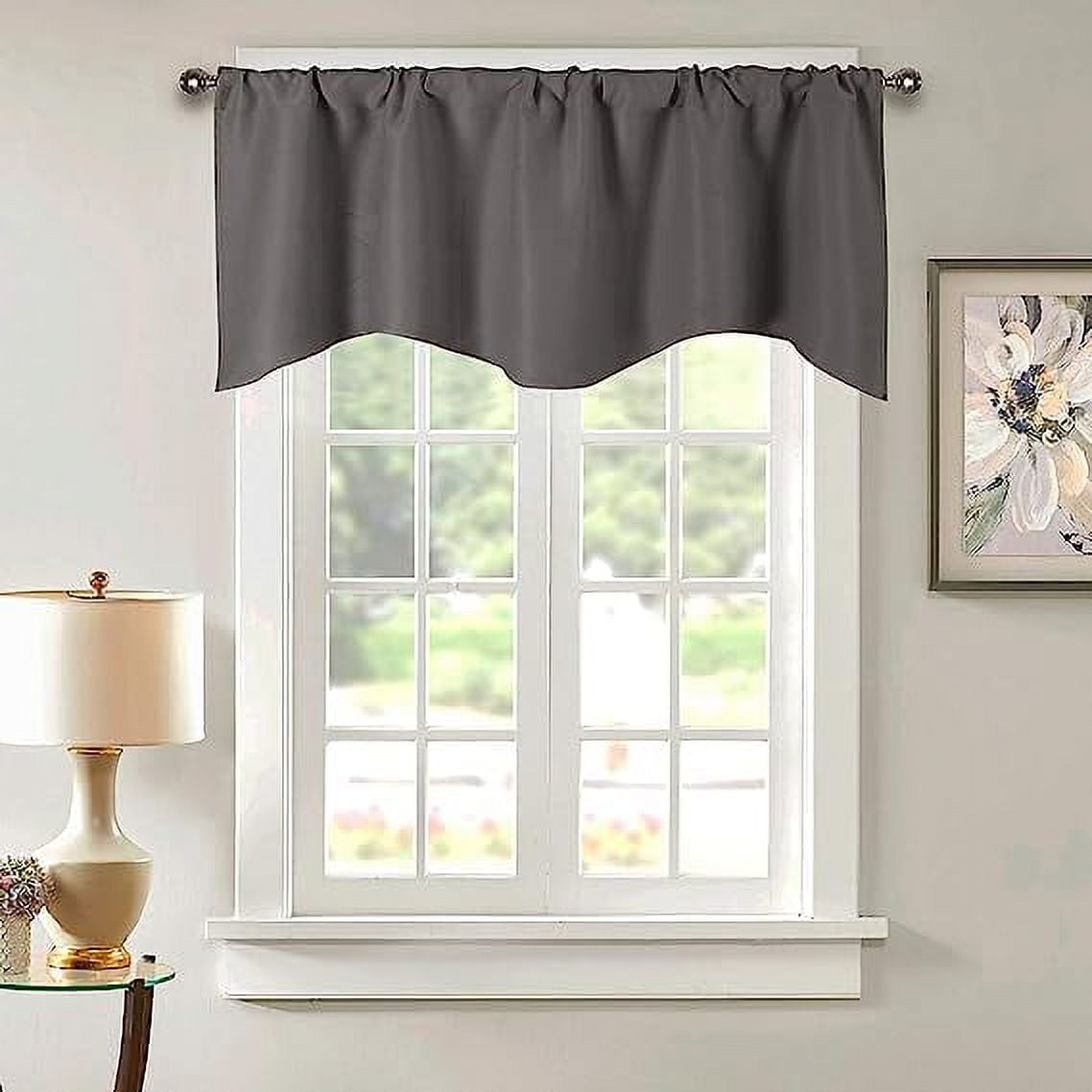 Valance Short Nvzi Solid Blackout Curtain Valance for Kitchen/Bedroom Rod Pocket ...