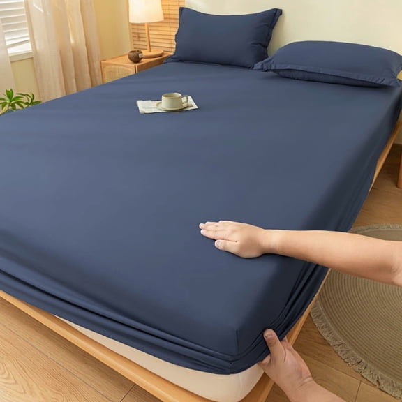 Nvzi Solid Color Bed Cover - Full Size (54 74.8in+drop 11.8in) Dark Blue Modern, Lightweight Four Seasons Bed Cover, Soft and Breathable, Suitable for Minimalist Home Decoration, 1 piece