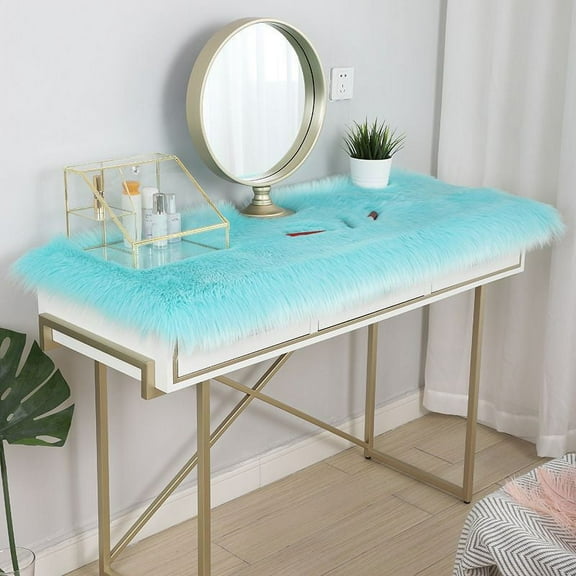 Nvzi Solid Color Plush Table Runner,Faux Sheepskin Decorative Shaggy Dresser Scarf,Not-Slip Desk Pad Food for Christmas Weddin,Luxury False Fur Dresser Tablecloth-Rose 40x40cm(16x16inch)