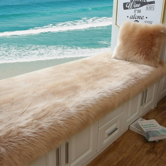 Nvzi Solid Color Plush Table Runner,Faux Sheepskin Decorative Shaggy Dresser Scarf,Not-Slip Desk Pad,Luxury False Fur Dresser Tablecloth-khaki 20x40cm(7.87x15.75inch)