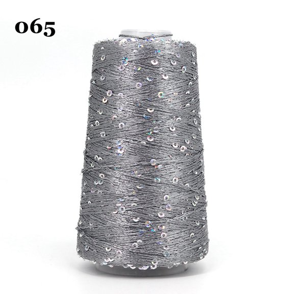 Nvzi Sparkling sequin Gray spool -1 roll, 1.76 ounces/50g Sparkling sequin yarn, with plastic spool, sewing thread, knitting crochet, embroidery, Christmas wedding party decoration