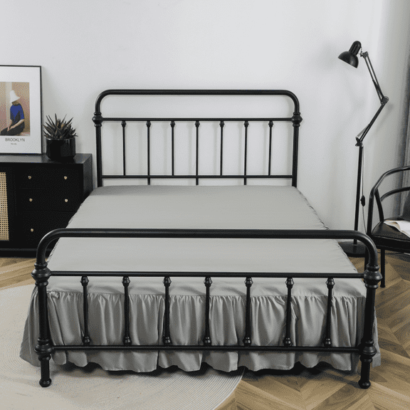 Nvzi Split Bed Skirt Light Gray Queen Size 60x80+drop 14 inches, pleated edge bed skirt, bedding dust cover, pet hair barrier, suitable for modern bedrooms in farmhouses, 1 piece