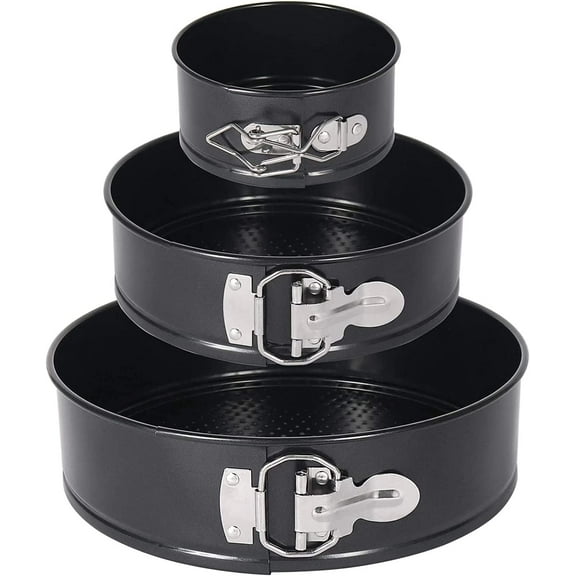 Nvzi Springform Pan Set,3 Piece 4" 7" 9" Leakproof Round Cake Pan Set,Wedding Cake Pan Set,Spring Form Baking Pan,Cheesecake Pan with Removable Bottom & Quick-Release Latch and 50 Pcs Parchment Paper