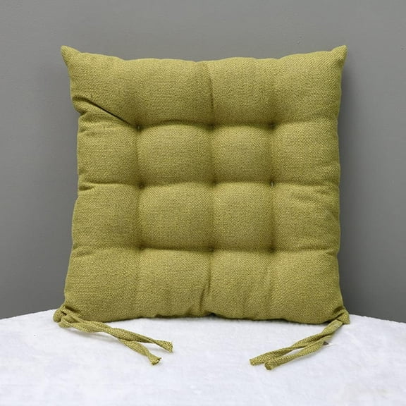 XmhyTop-A Square Chair Pad Seat Cushion with Ties Solid Color Cotton Linen Seat Pads Comfy Breathable Seat Cushions Pillow for Kitchen Office Car Sitting (Grey,18"x18")