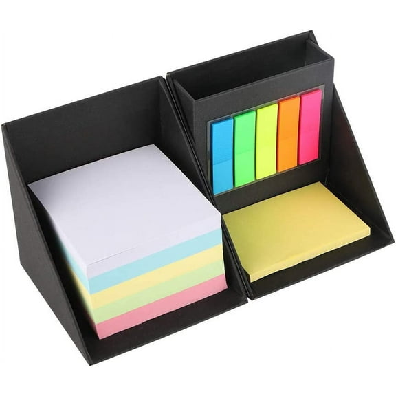 Nvzi Sticky Note Set Page Marker Organizer, Desk Organizer, Cute Notepad 3x3, Memo Holder, Desktop Organizer with Colorful Sticky Notes and Index Tags, Practical Foldable Cube