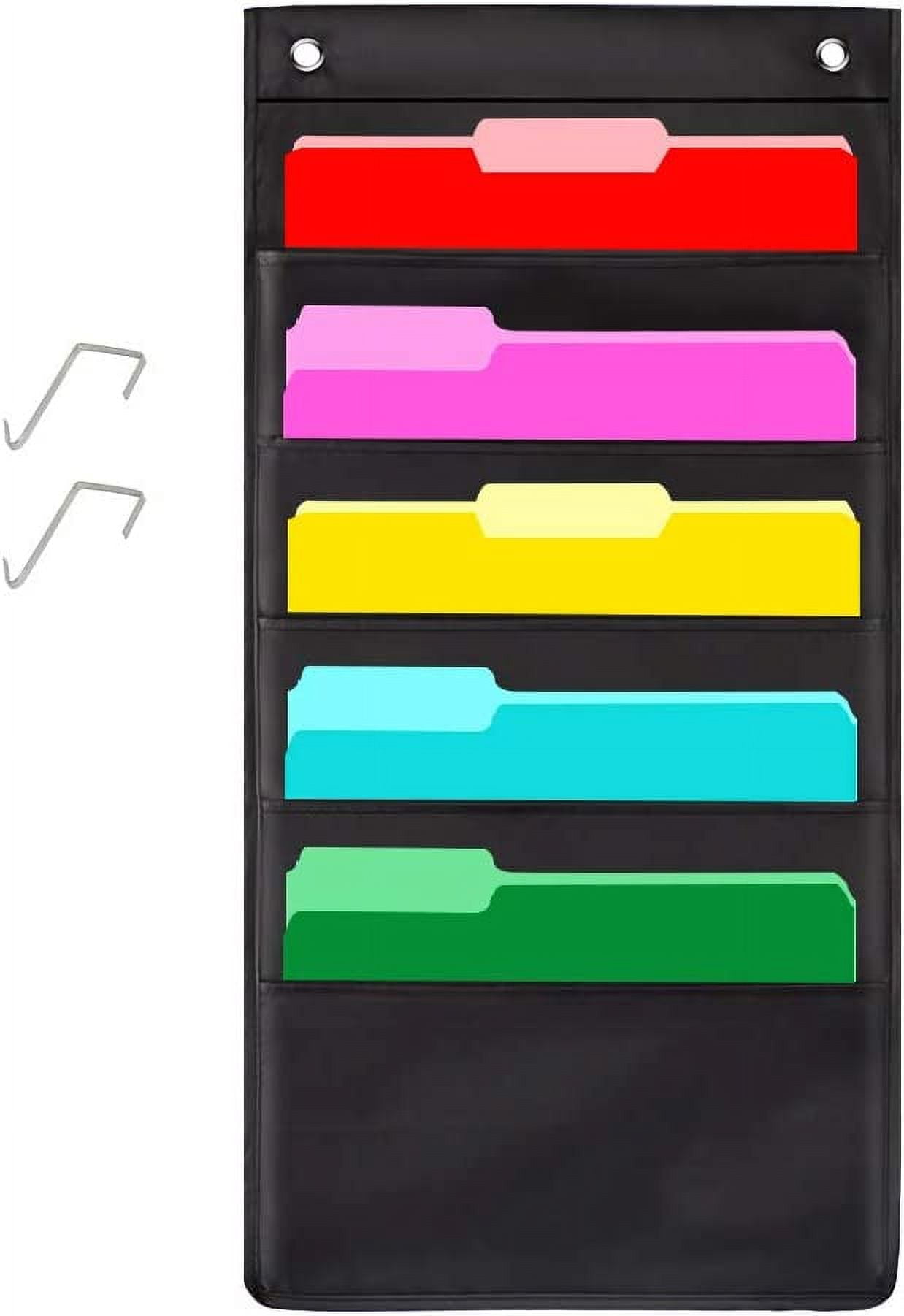 Nvzi Storage Pocket Chart, 5 Pockets Hanging Wall File Organizer with 2