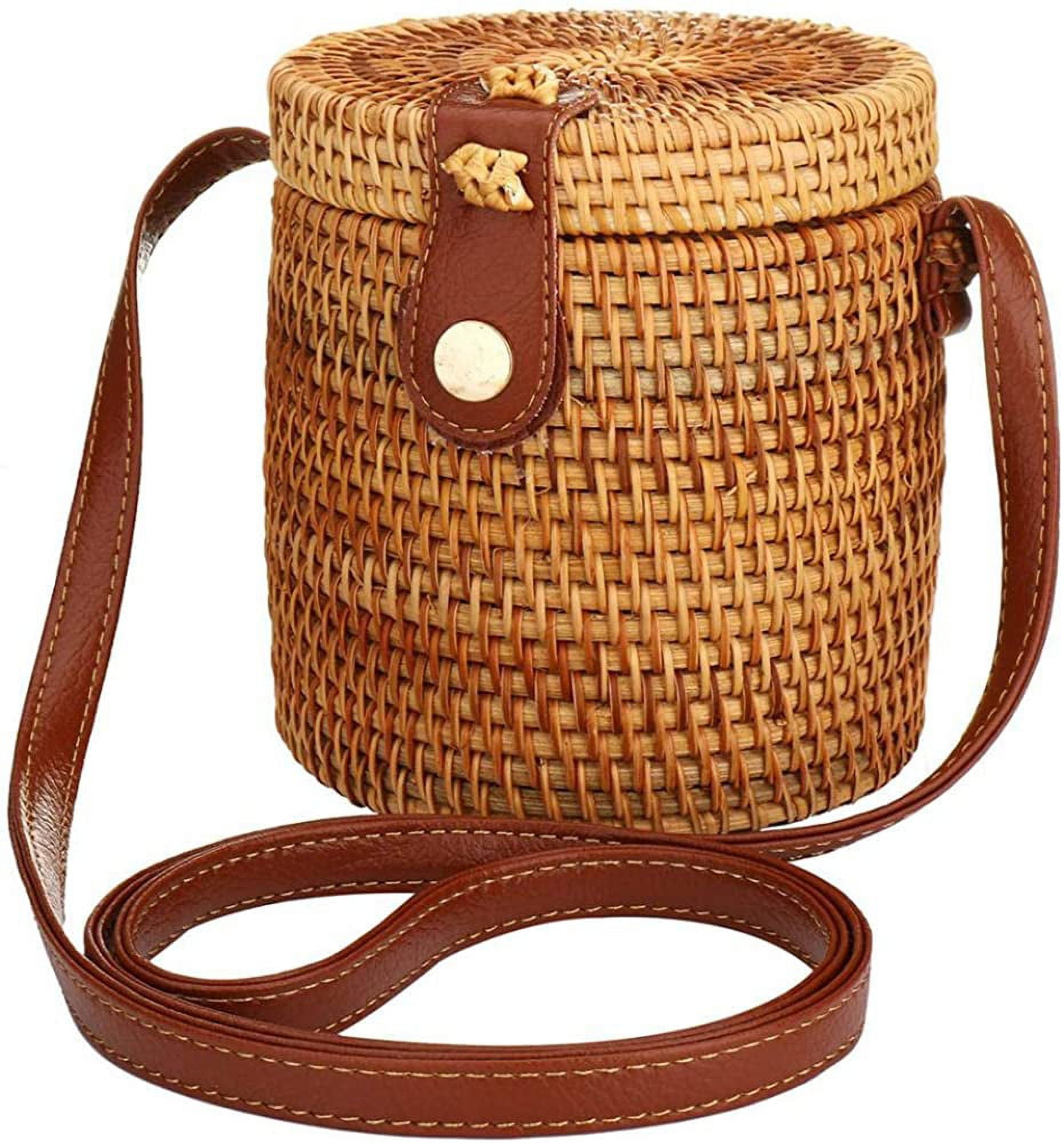 Nvzi Straw Rattan Crossbody Bag for Women,Beach Bag Woven Straw