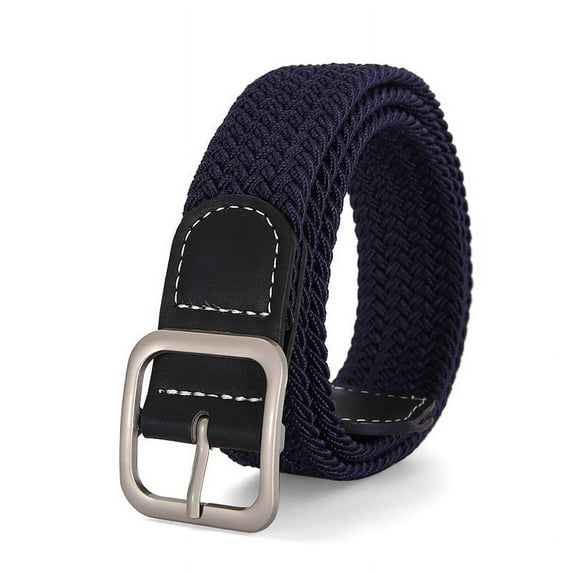 Nvzi Stretch Belt for Men, Men Elastic Woven Braided Belt 1 3/8 Casual Belt Golf Belt for Jeans Pants(Navy blue)